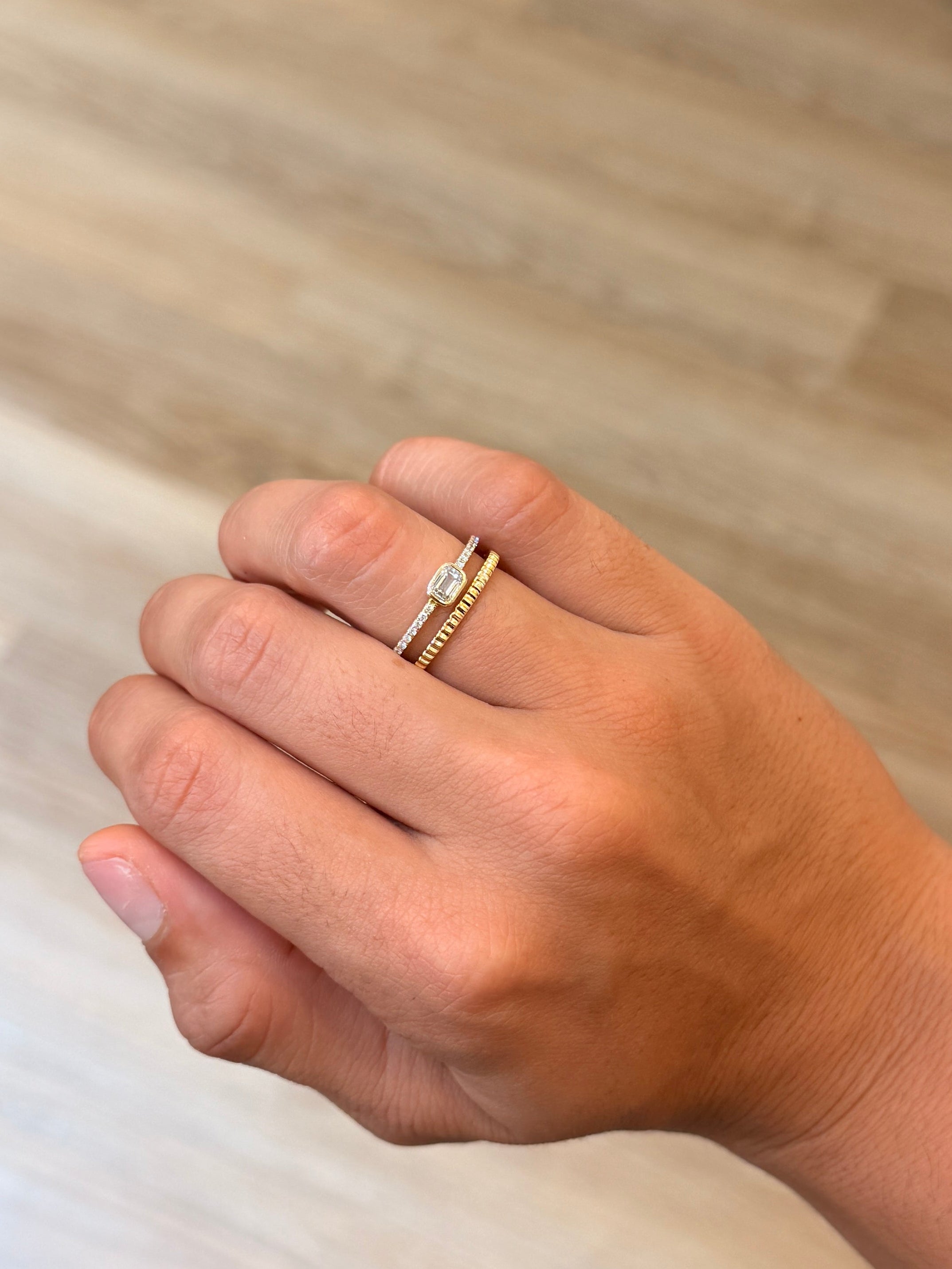 Emerald Cut Diamond Double Banded Ring