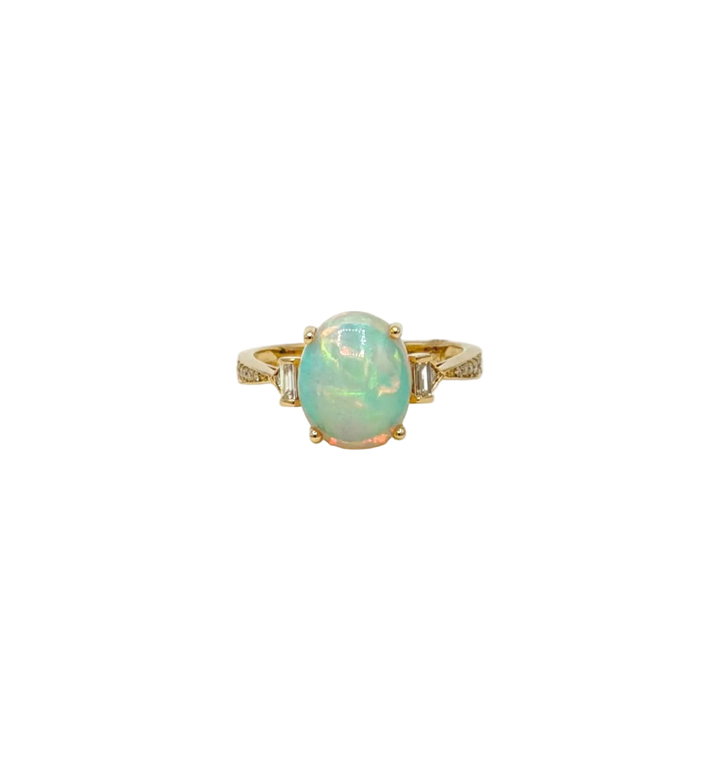 Opal Cocktail Ring with Baguettes