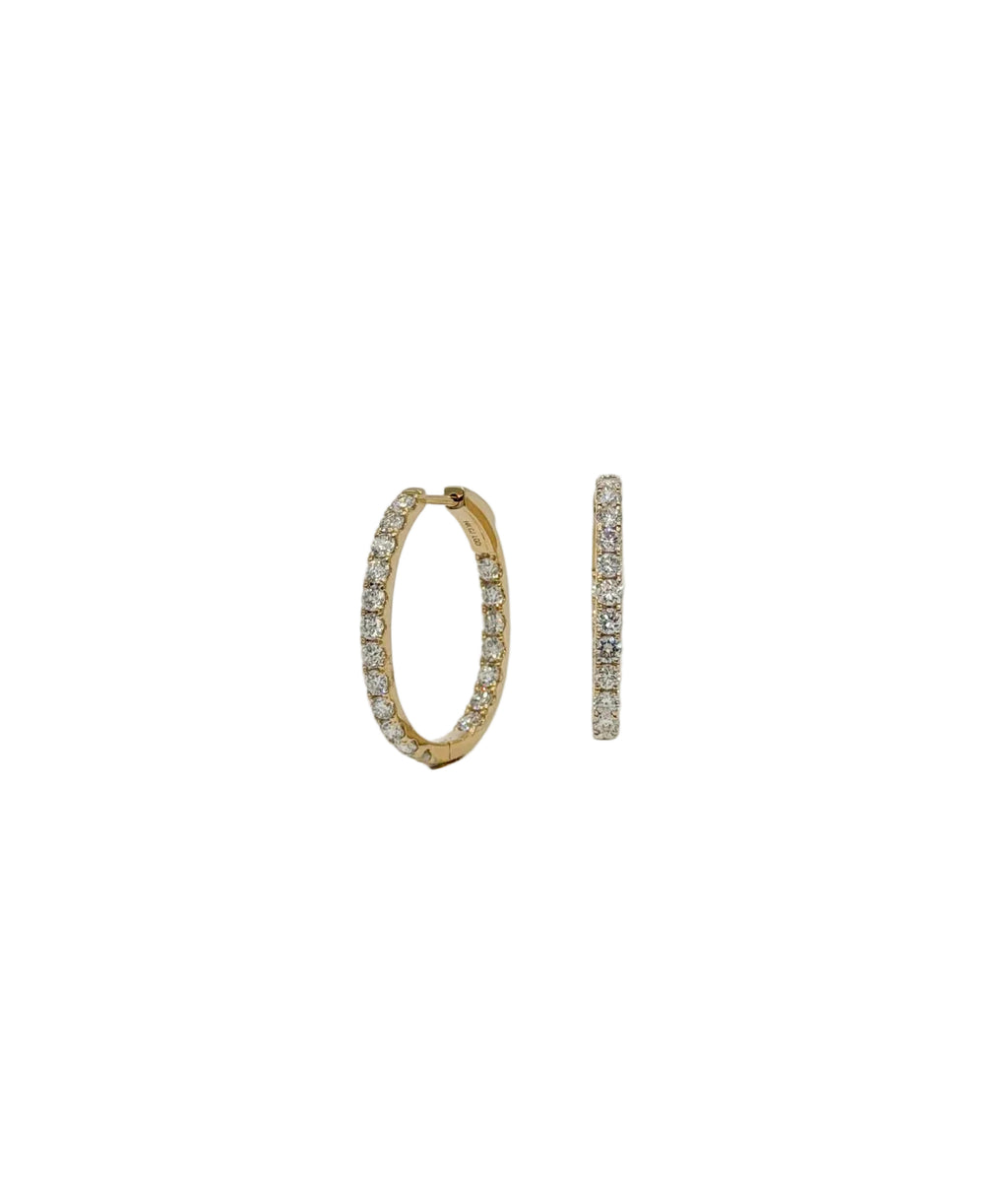 Elongated "in and out" Lab Diamond Hoops