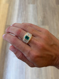 Lab Emerald Cocktail Ring with Pave Diamonds
