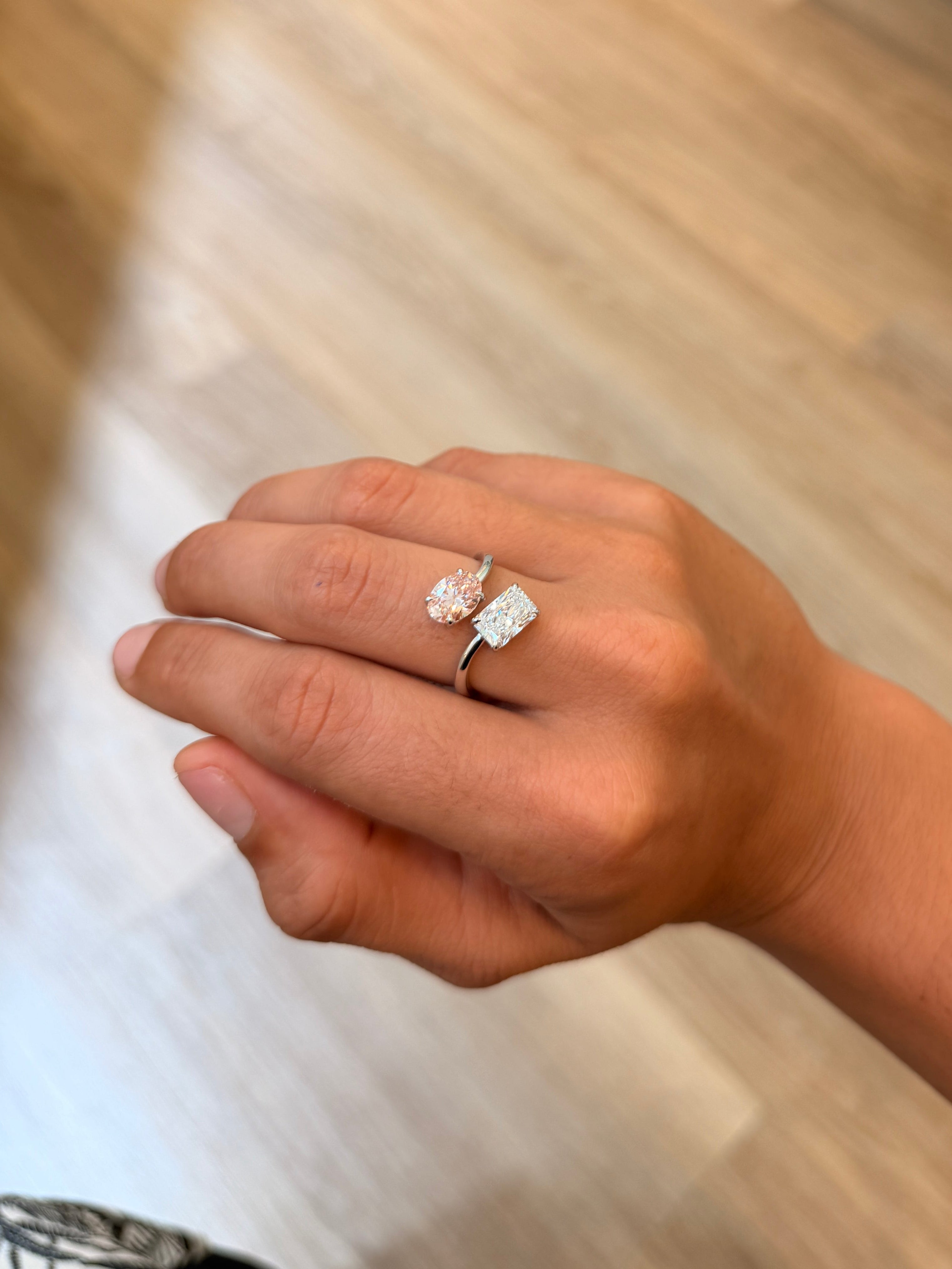 Toi et Moi Pink & White Lab Diamond Ring
