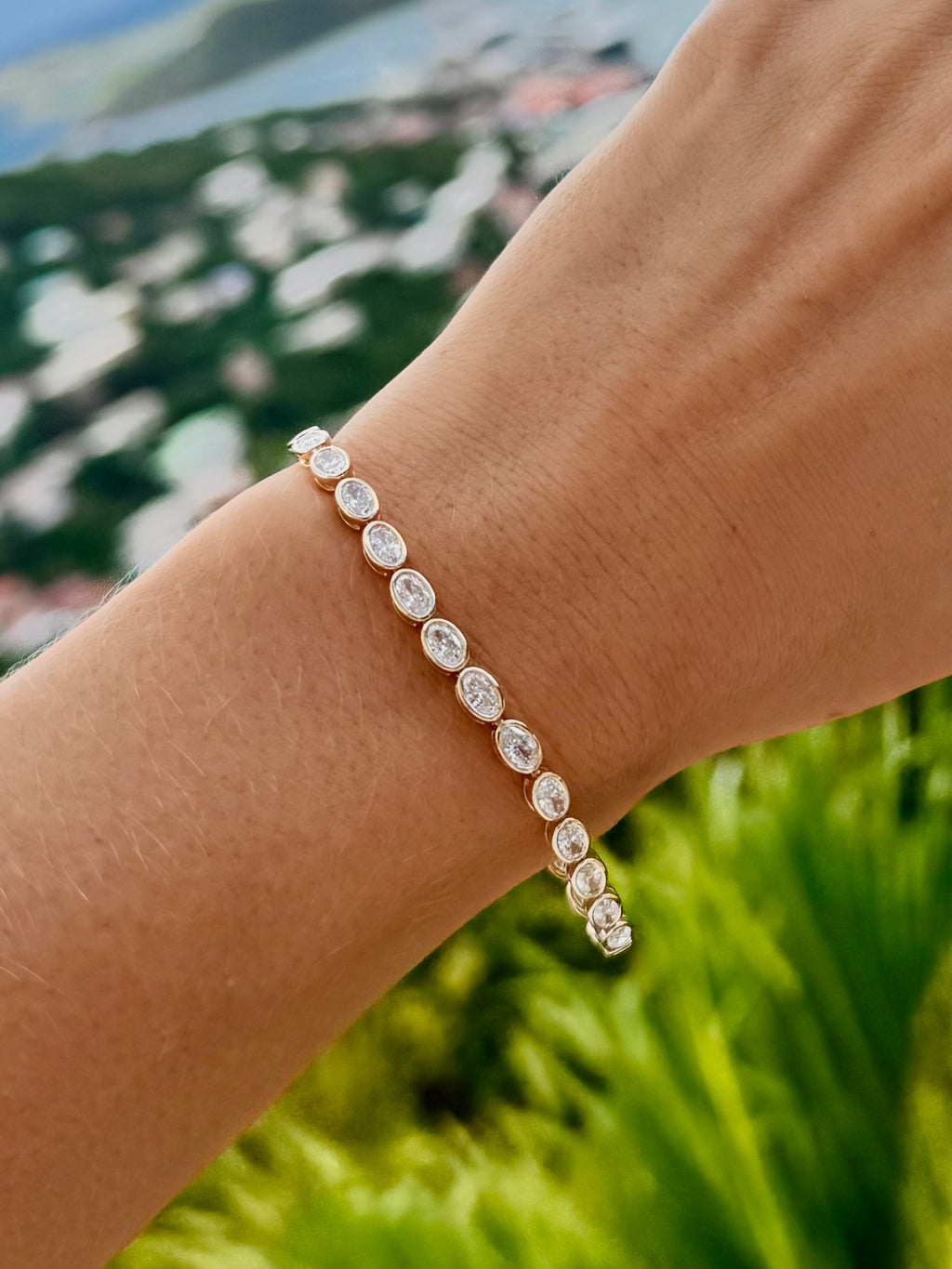 Bezel Oval Lab Diamond Tennis Bracelet - PREORDER