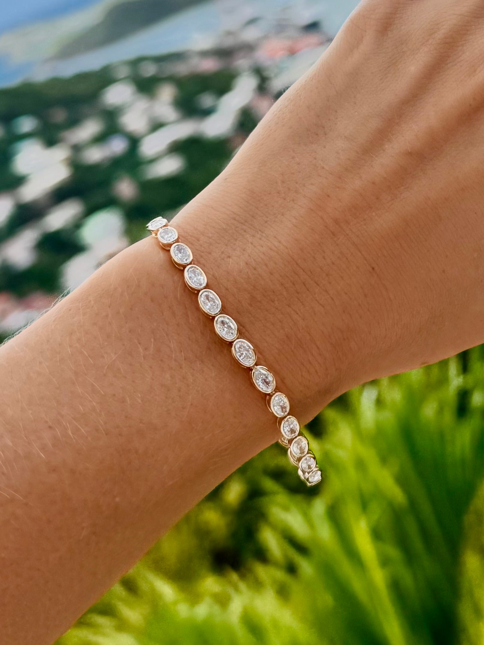 Bezel Oval Lab Diamond Tennis Bracelet - PREORDER