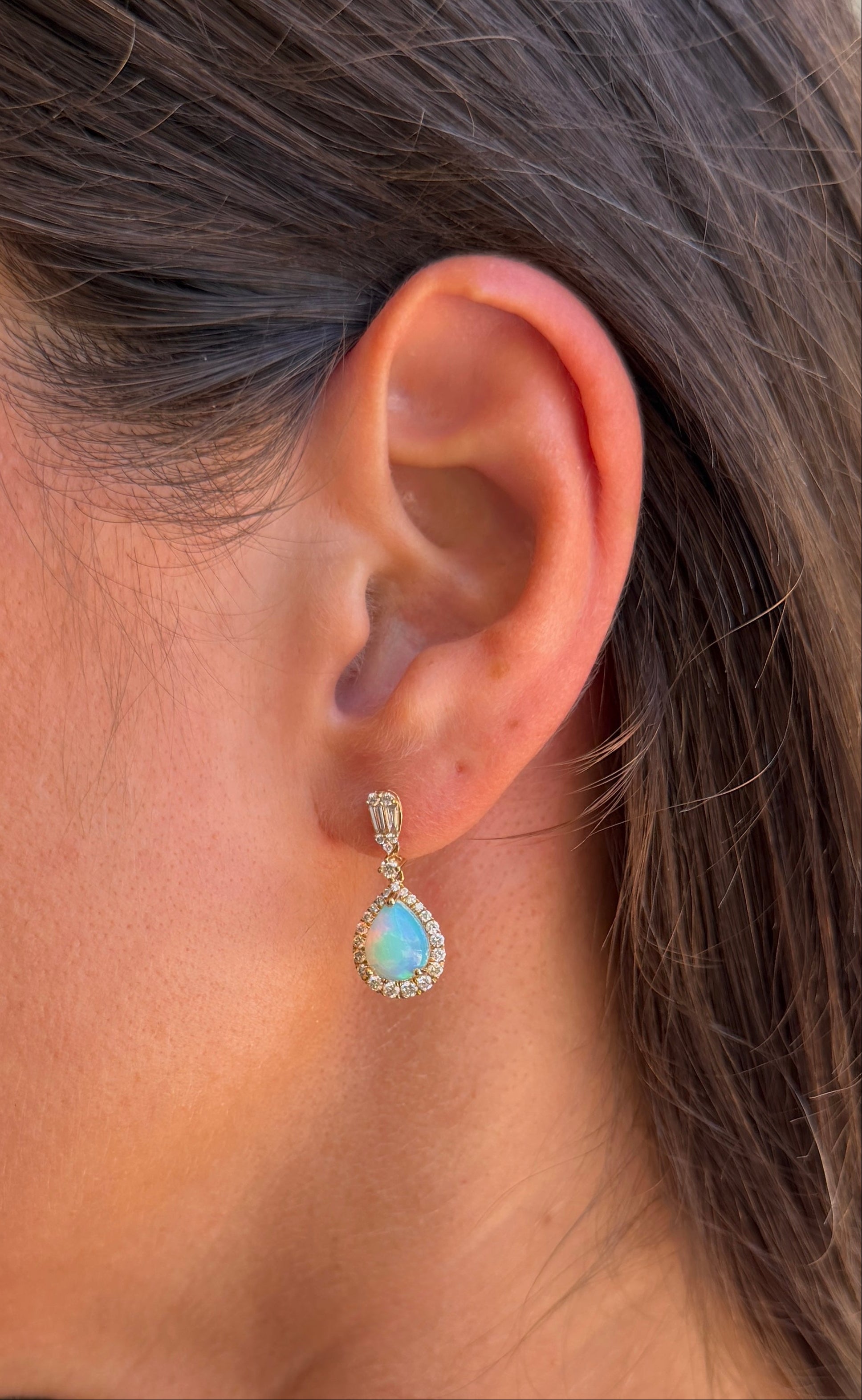 Opal and Diamond Teardrop Earrings