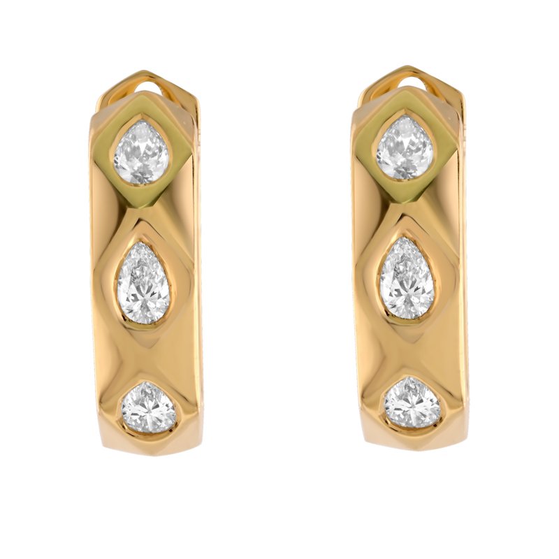 Faceted Pear Diamond Hoops