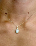 Opal Bezel Set Pendant with Diamond Accents- PREORDER