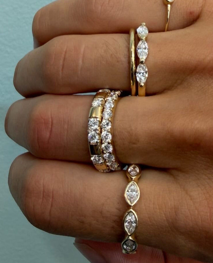 East-West Marquise Diamond Trio Ring