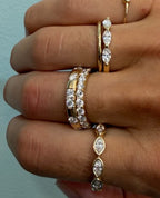 East-West Marquise Diamond Trio Ring