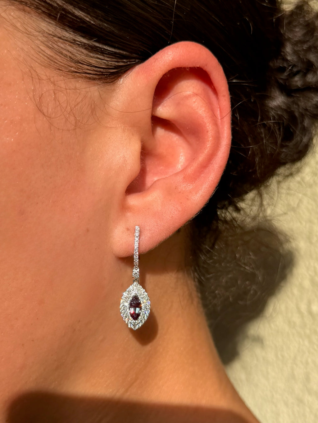 GUB Certified Marquise Alexandrite Drop Earrings