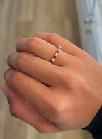 Ruby and White Diamond Band Ring