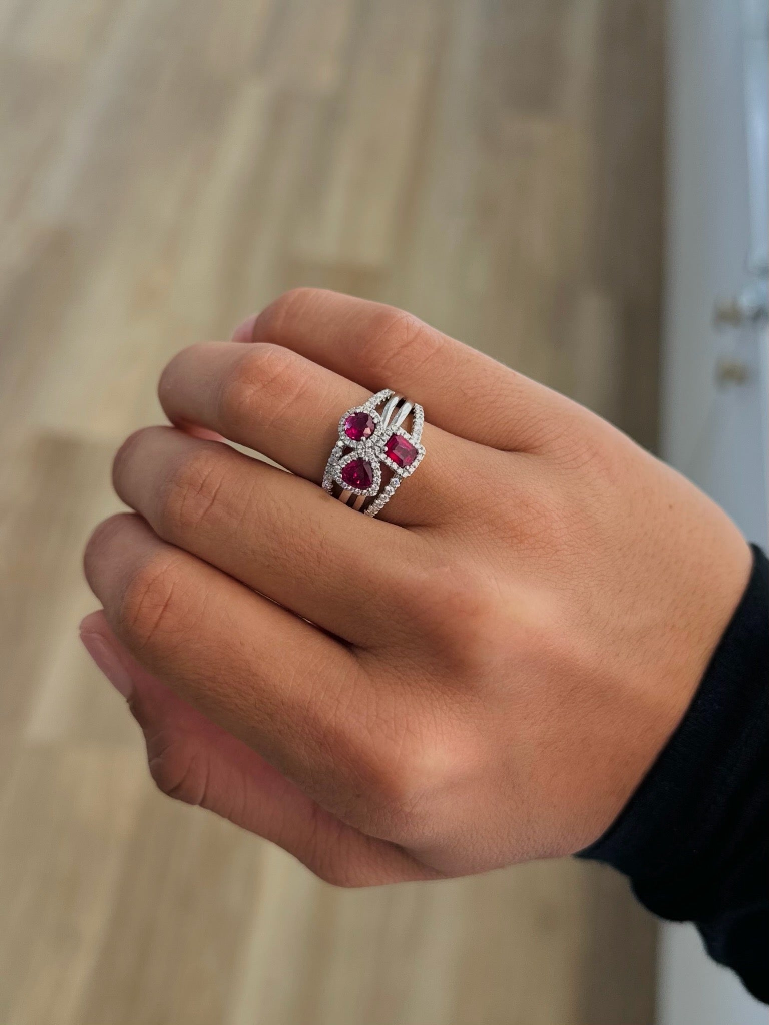 Mixed Ruby Cocktail Ring