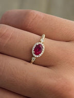 East-West Oval Ruby & Diamond Ring