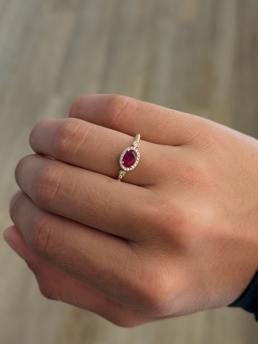East-West Oval Ruby & Diamond Ring