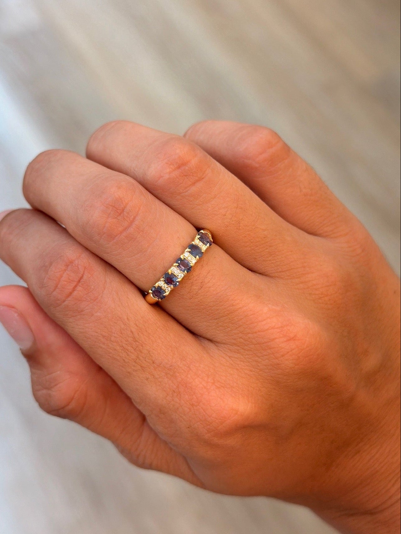 Oval Alexandrite & Diamond Trio Band