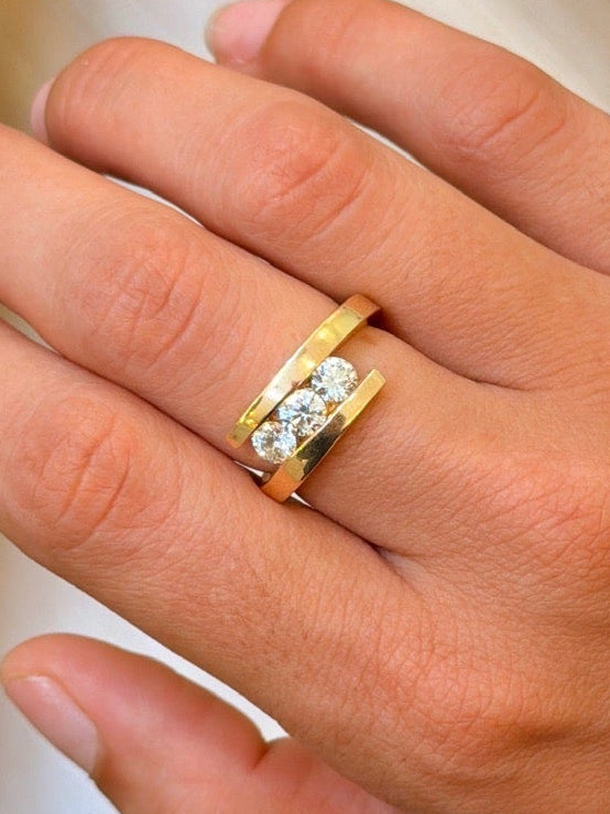 Trio Diamond Bypass Ring