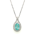 Paraíba Tourmaline Oval Pendant with Diamonds - GIA Certified Natural - 1.01 cts