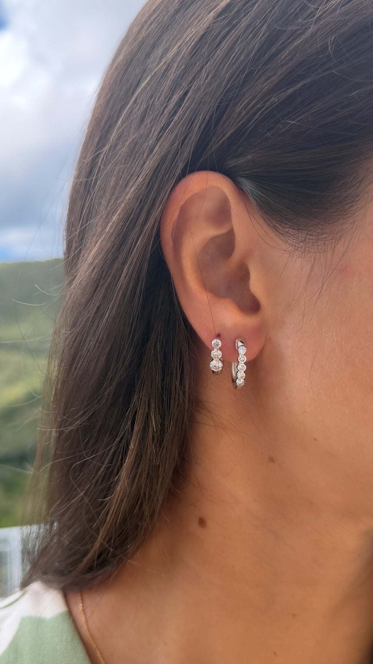 Five Stone Lab Diamond Hoops