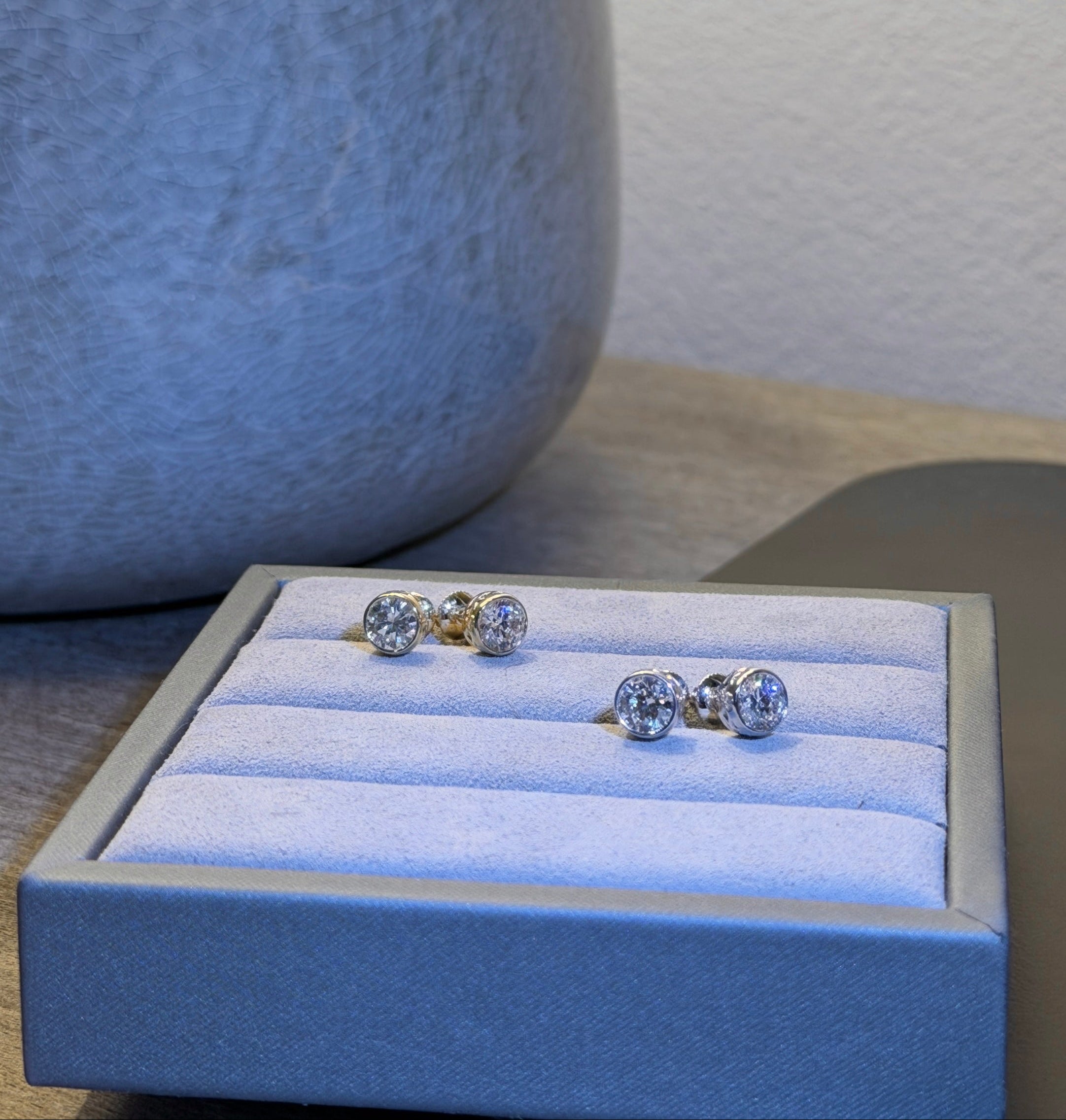 Round Bezel Lab Diamond Studs