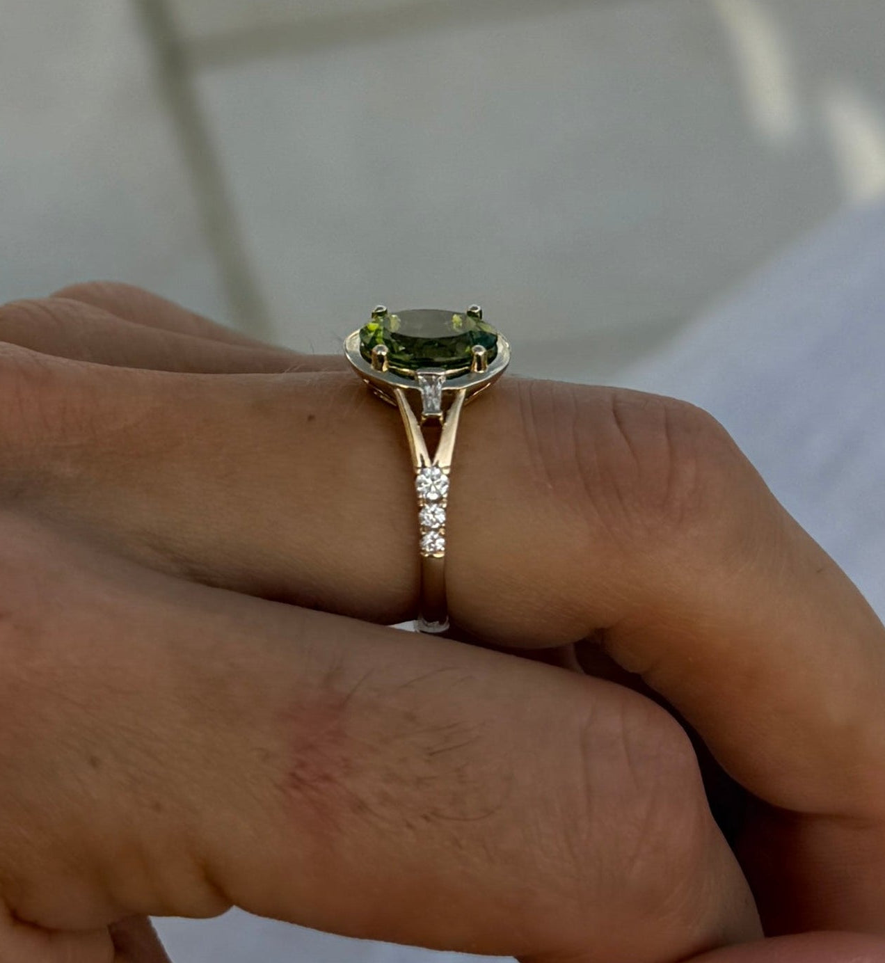 Peridot & Diamond Ring - PREORDER