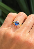 Sapphire Ring with Emerald Cut Diamond Accents