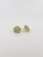 Larimar & Diamond Sand Dollar Earrings