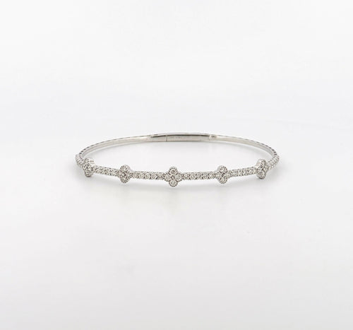 All Diamonds Clover Flexible Bangle Bracelet