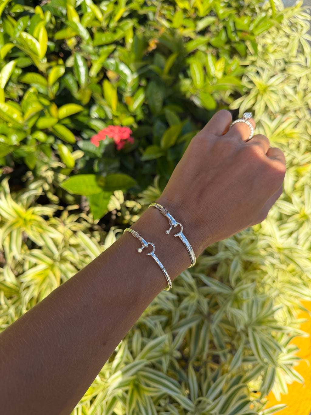 Sterling Silver Bracelet with 14kt Gold J Hook and Wrap