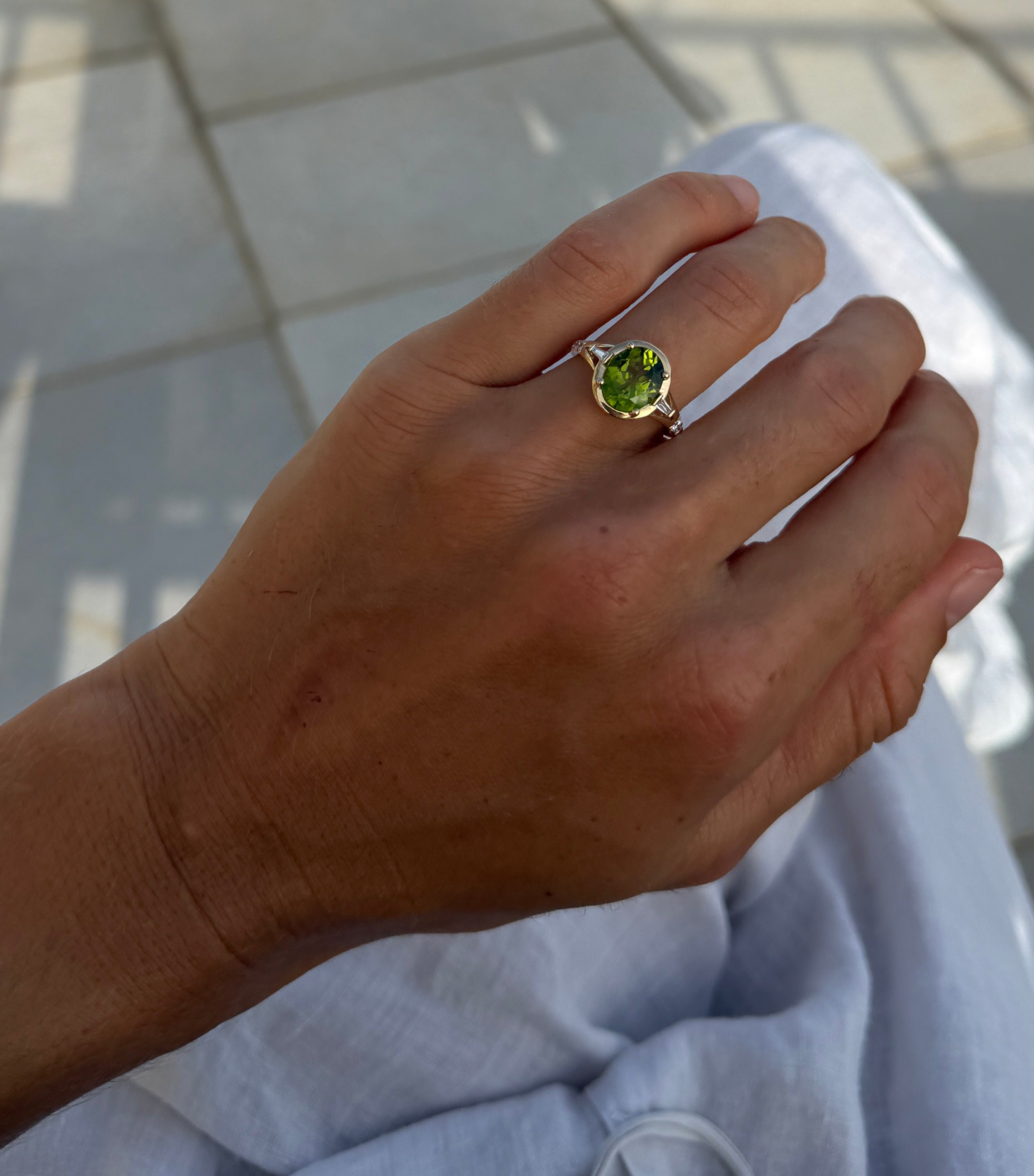 Peridot & Diamond Ring - PREORDER
