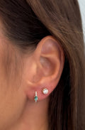 Emerald and Diamond Gold Hoop Earrings - PREORDER