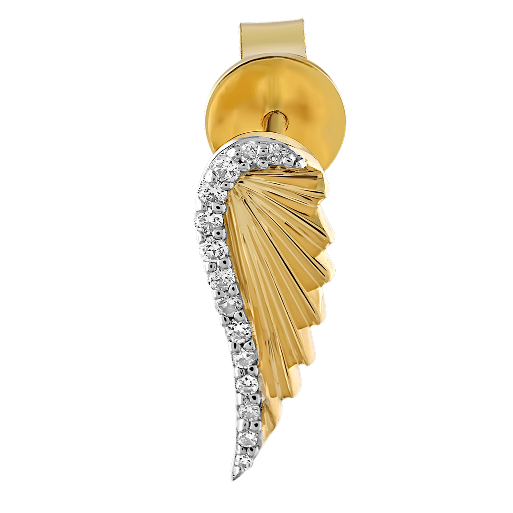 Angel wing earrings 14kt yellow gold with diamond accents