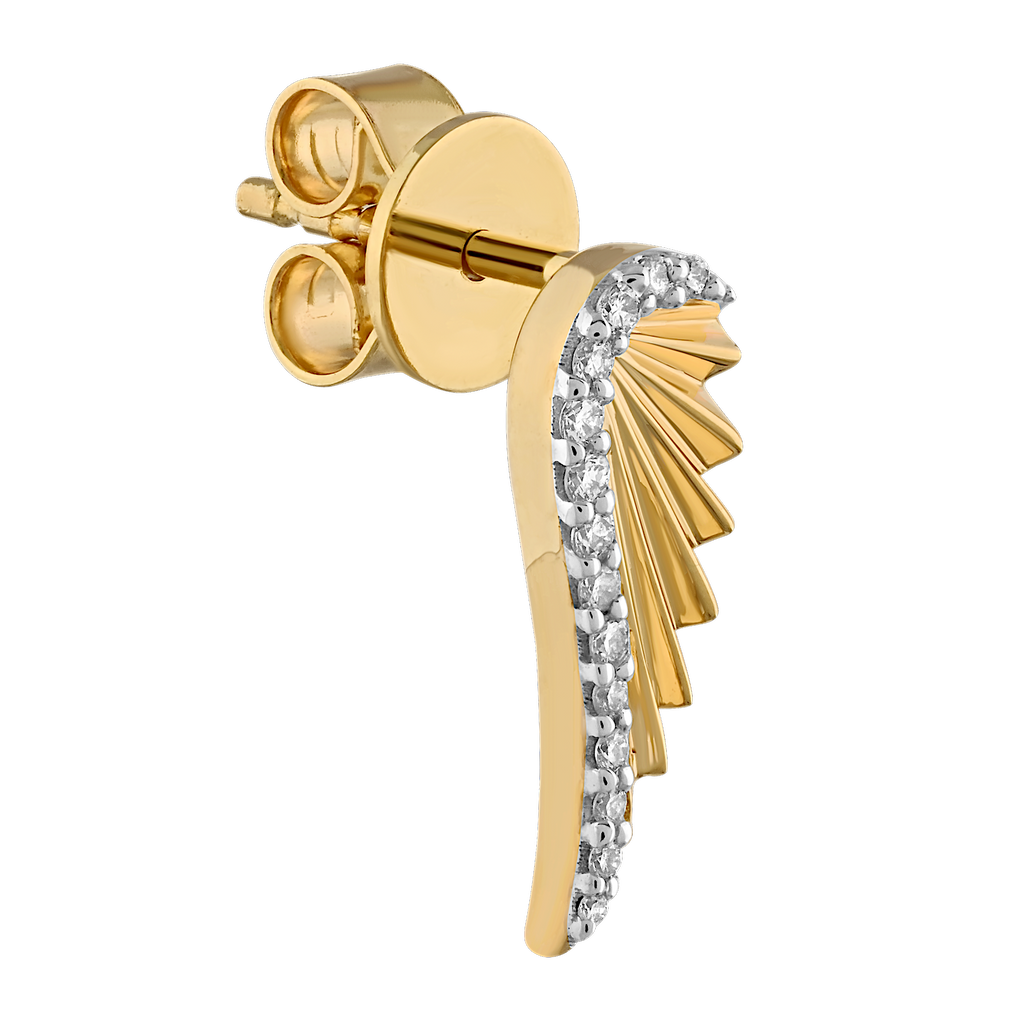 Angel wing earrings 14kt yellow gold with diamond accents