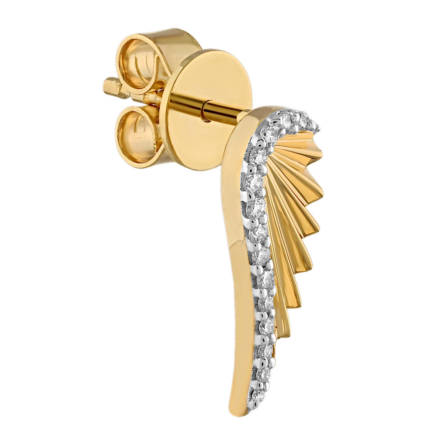 Angel wing earrings 14kt yellow gold with diamond accents