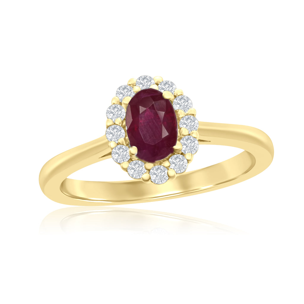 Ruby Ring with Diamond Halo