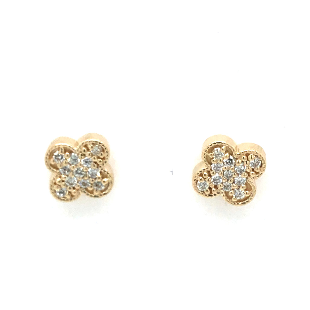 Diamond Clover Stud Earrings