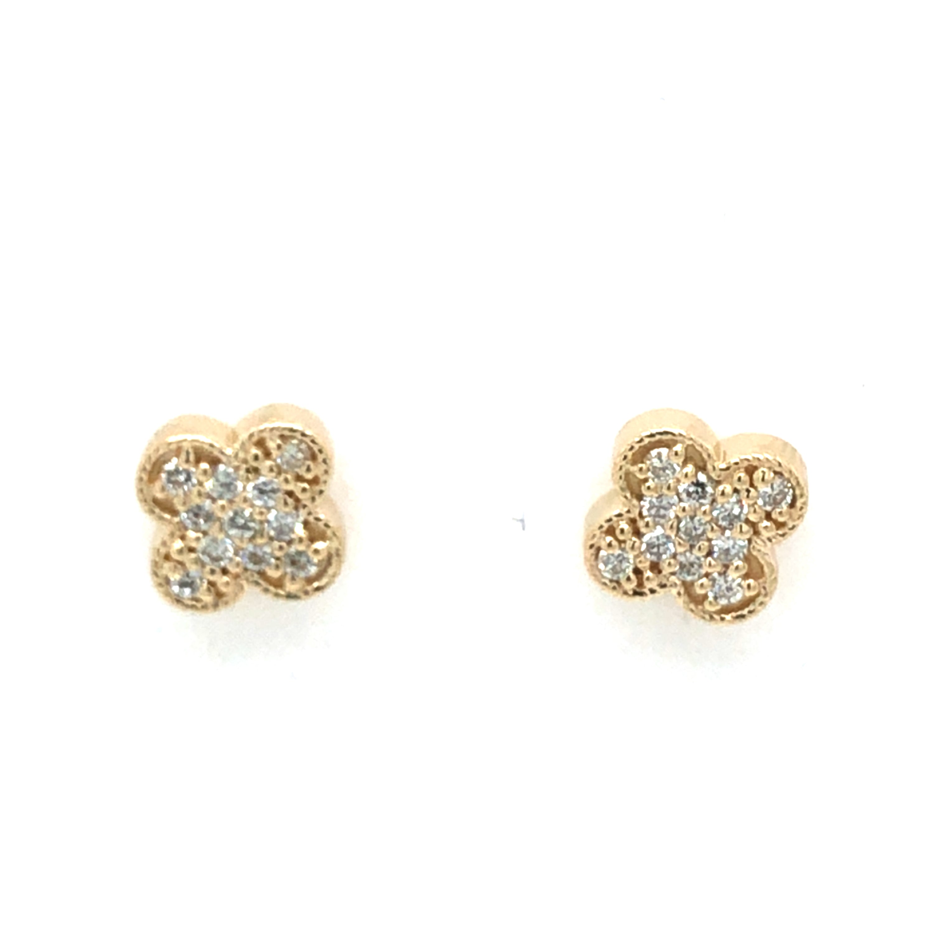 Diamond Clover Stud Earrings
