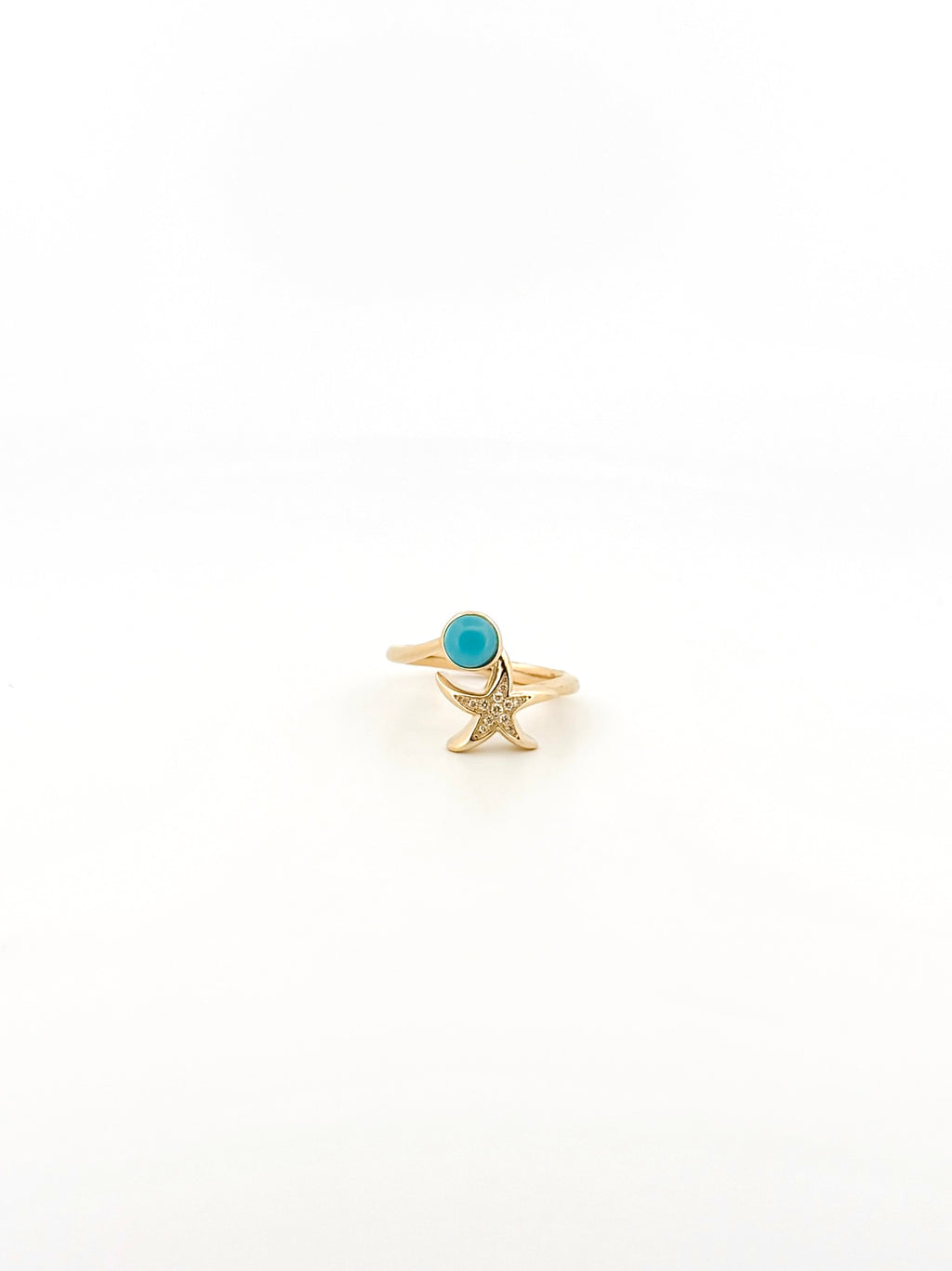Larimar and Diamond Starfish Ring