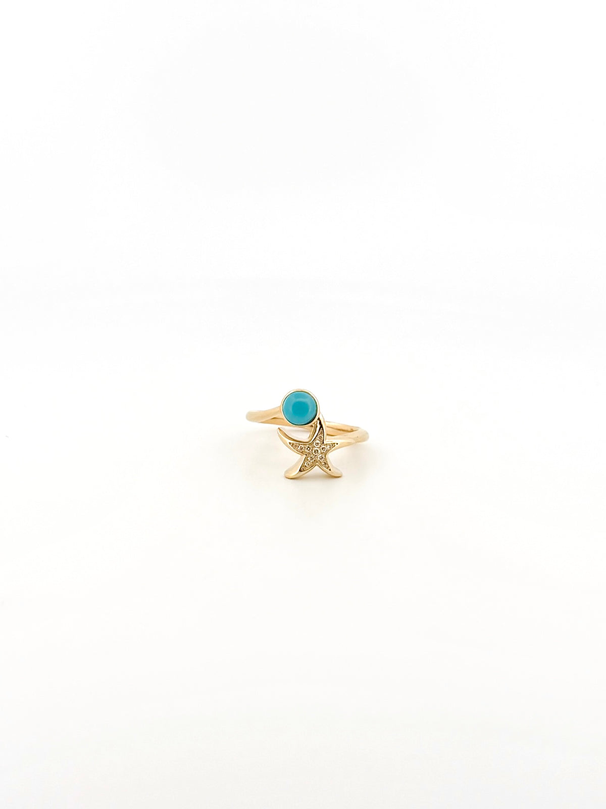 Larimar and Diamond Starfish Ring