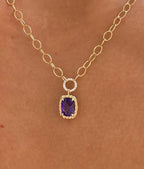 Amethyst and Diamond Pendant Cable Necklace