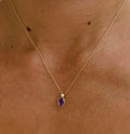 Amethyst and Diamond Bezel Pendant Necklace