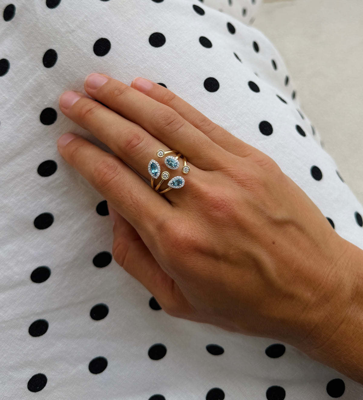 Aquamarine Mixed Shape Split Shank Cocktail Ring