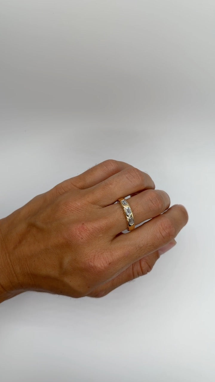 Flush Emerald Cut Lab Diamond Band