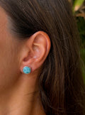 Large Circle Larimar Earrings