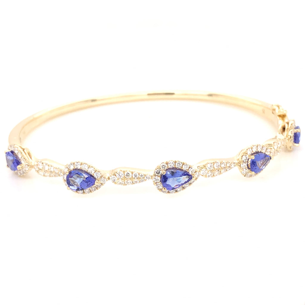 Tanzanite and Diamond Bangle in 14kt Yellow Gold