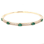Emerald and Diamond Flexible  Bangle Bracelet with Diamonds