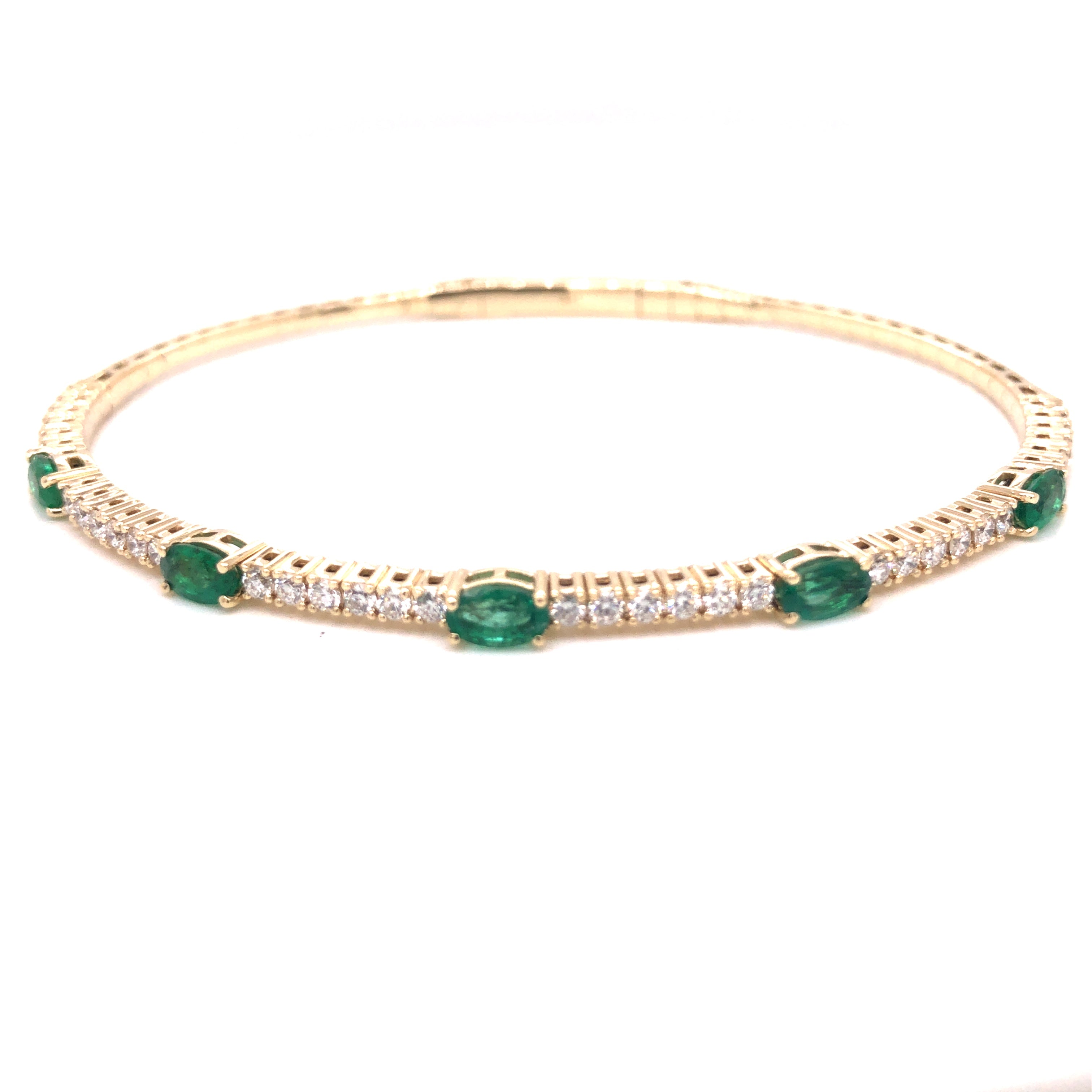 Emerald Flexi Bangle with Diamonds