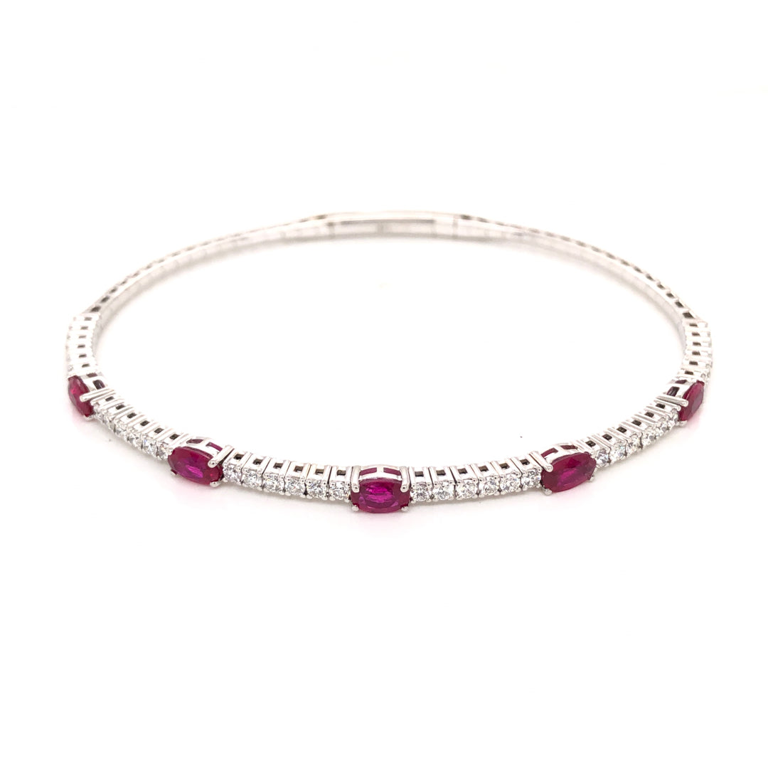 Ruby Flexi Bangle with Diamonds