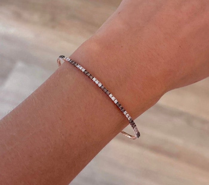 Chocolate Diamond Flexi in Rose Gold - Rows of 3