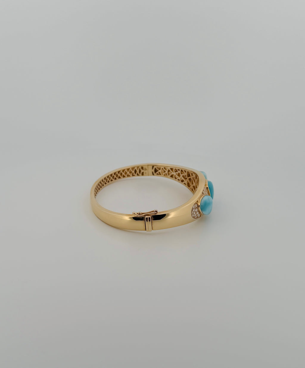 Oval Trio Larimar and Diamond Bangle