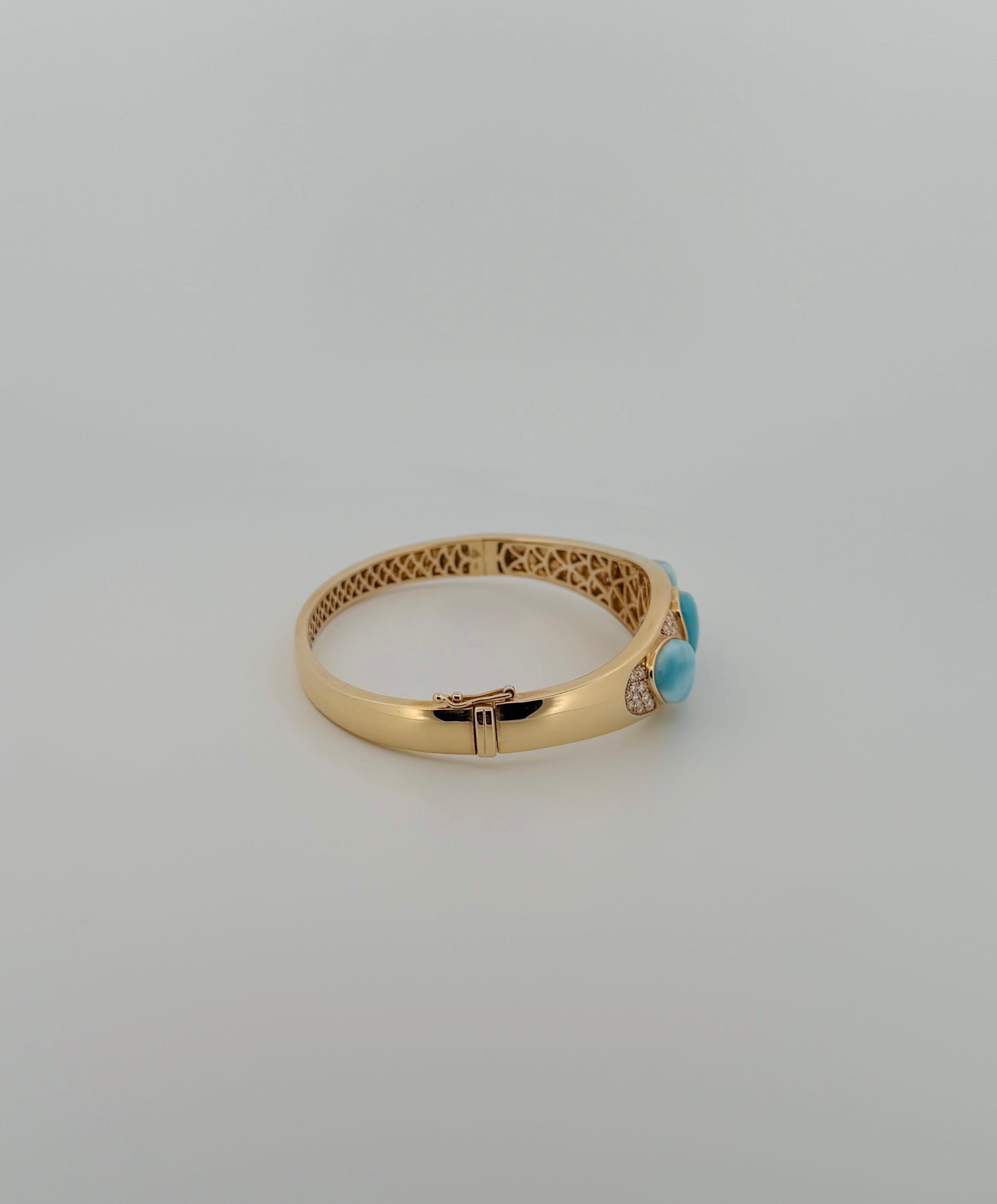 Oval Trio Larimar and Diamond Bangle