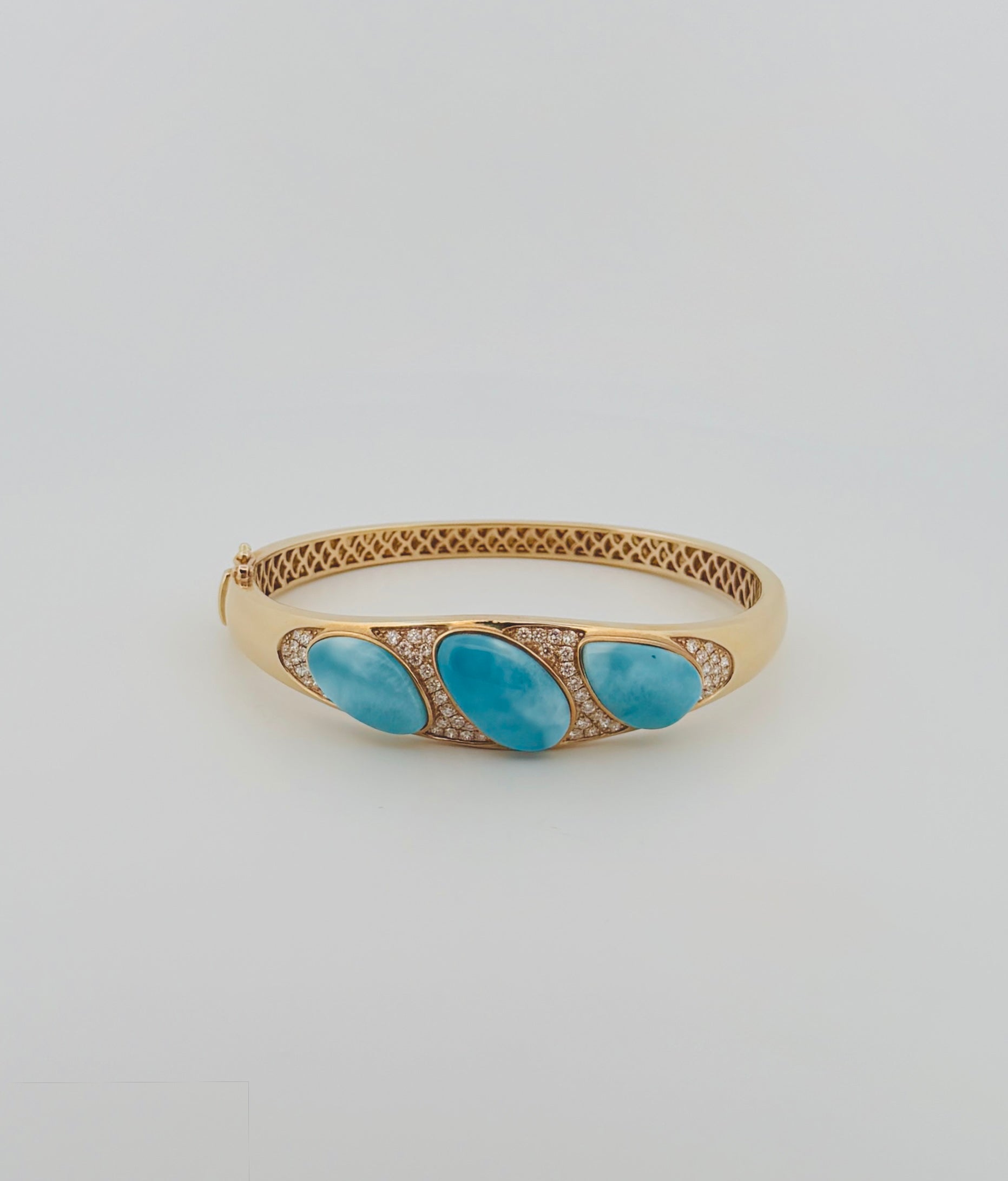 Oval Trio Larimar and Diamond Bangle